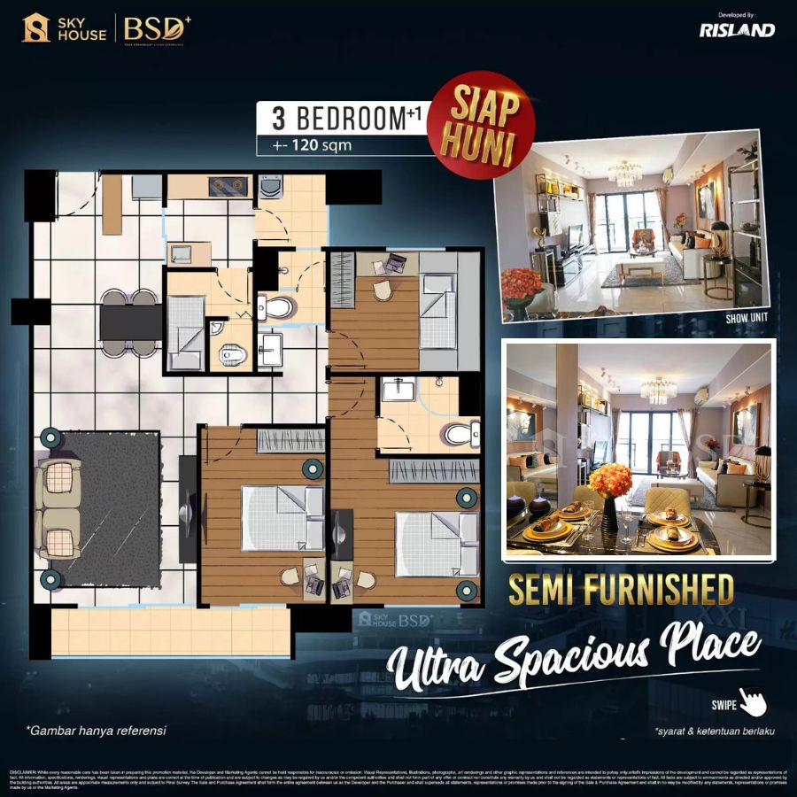 Denah Tipe 3+1 (120 sqm)